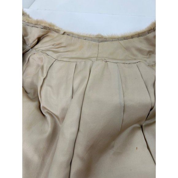 Women’s Mink Cape Vtg 1980s Blond S Shawl Collar Hook Closure Elbow Slits - Picture 17 of 17
